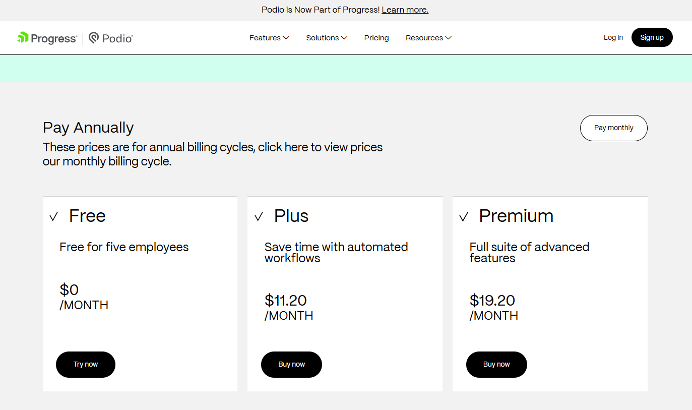 Podio Pricing