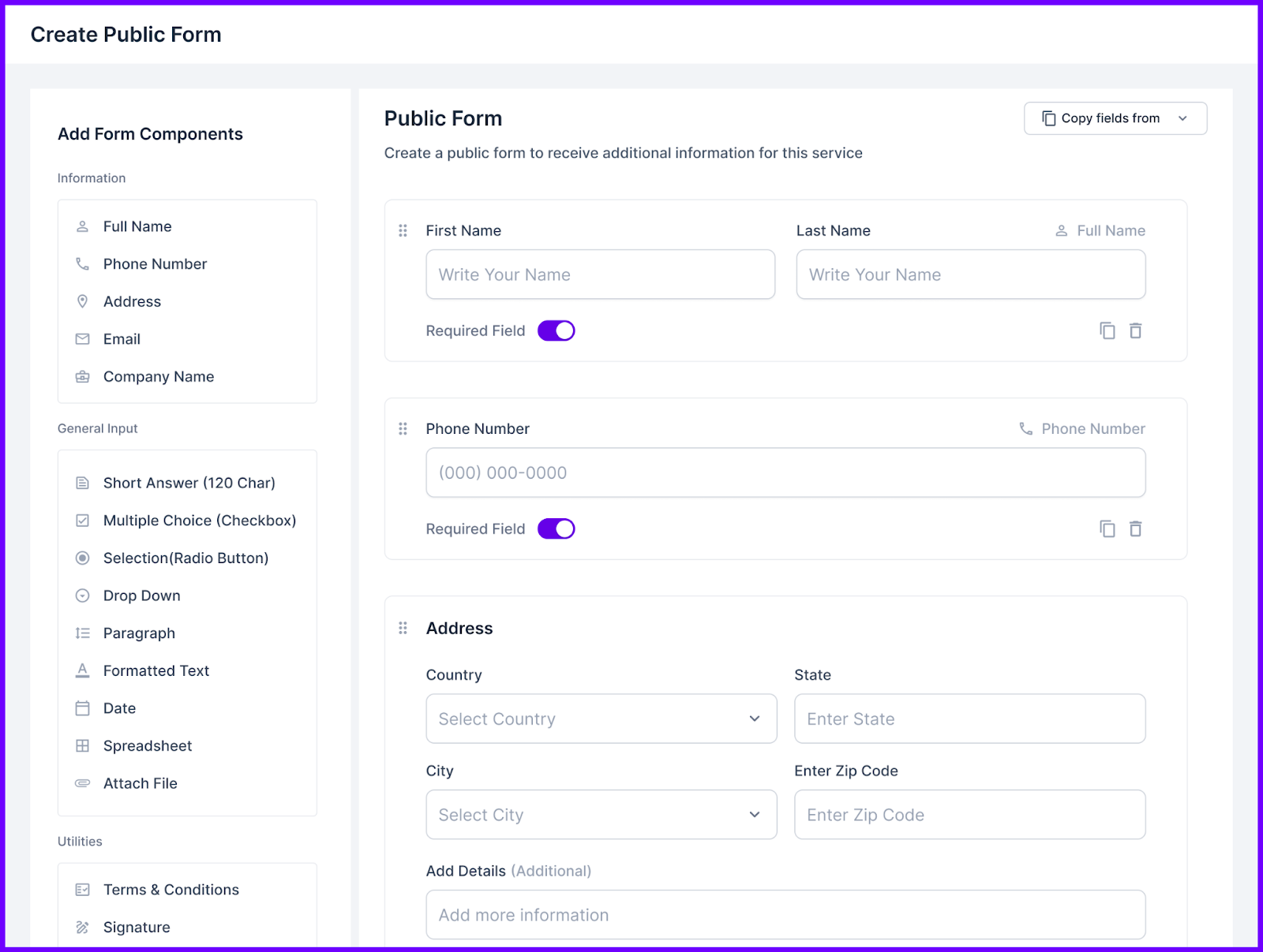 Agency Handy Public Form