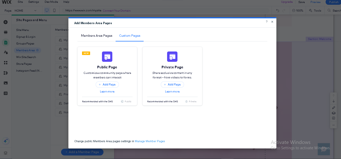 Add Custom Pages for clients