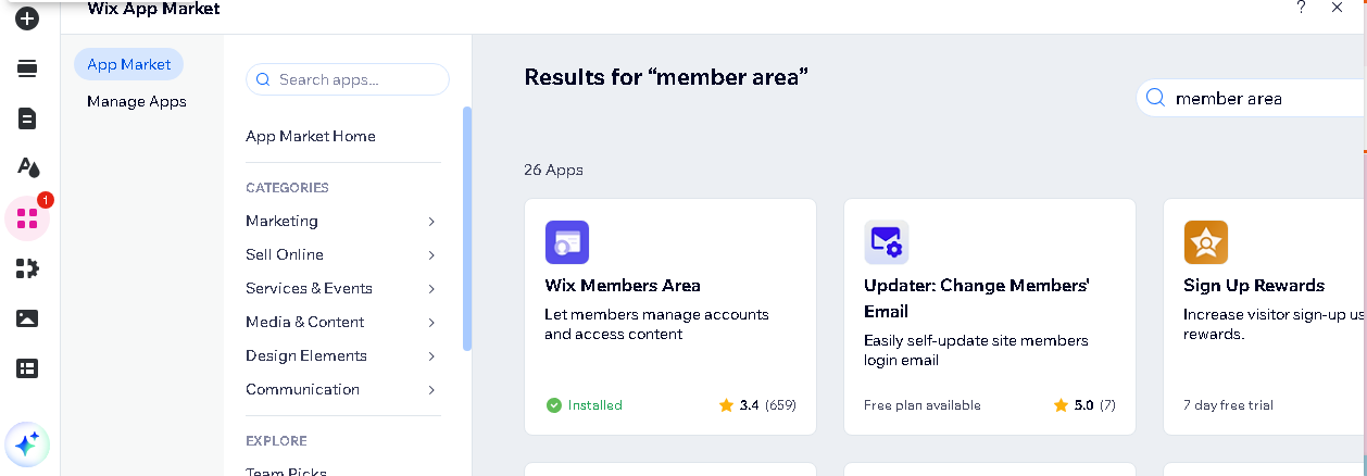 Add the Members Area App and the Login Bar to Your Website
