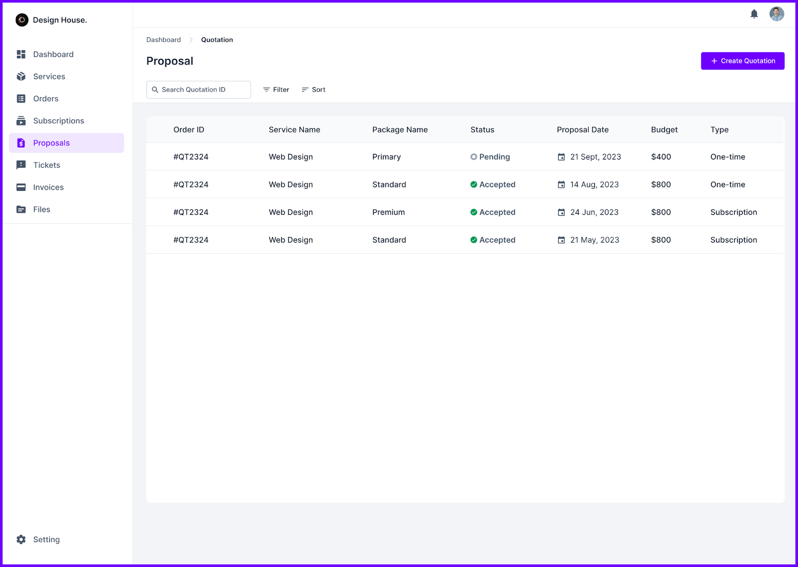 Agency Handy Proposals Tab
