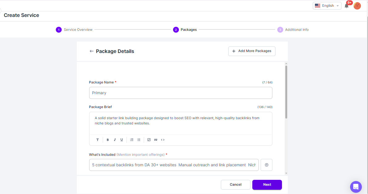 Agency handy service package