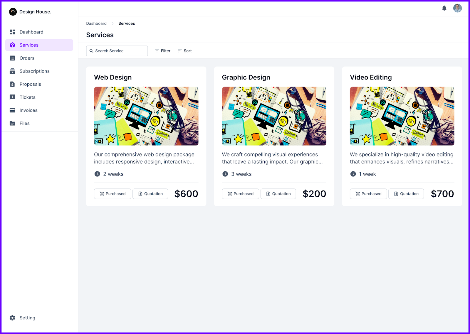 Agency Handy Services Tab
