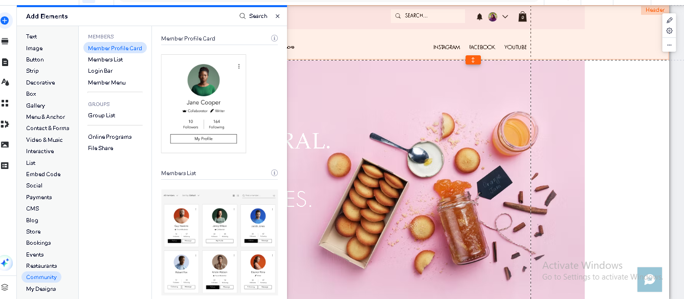 Add the Members Area App and the Login Bar to Your Website