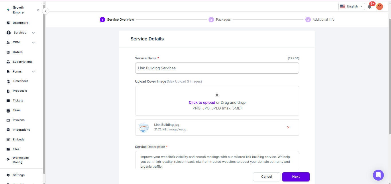 Agency handy Service details