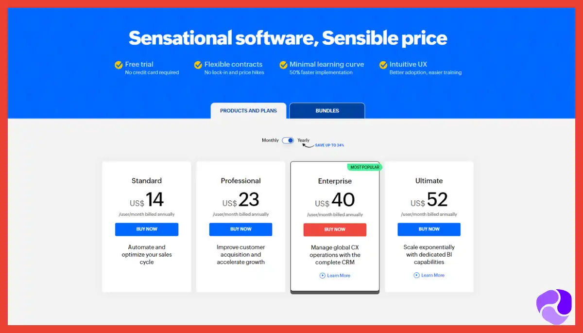  Zoho CRM-Pricing