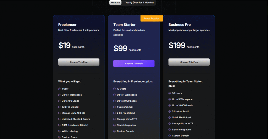 Agency Handy Pricing plan