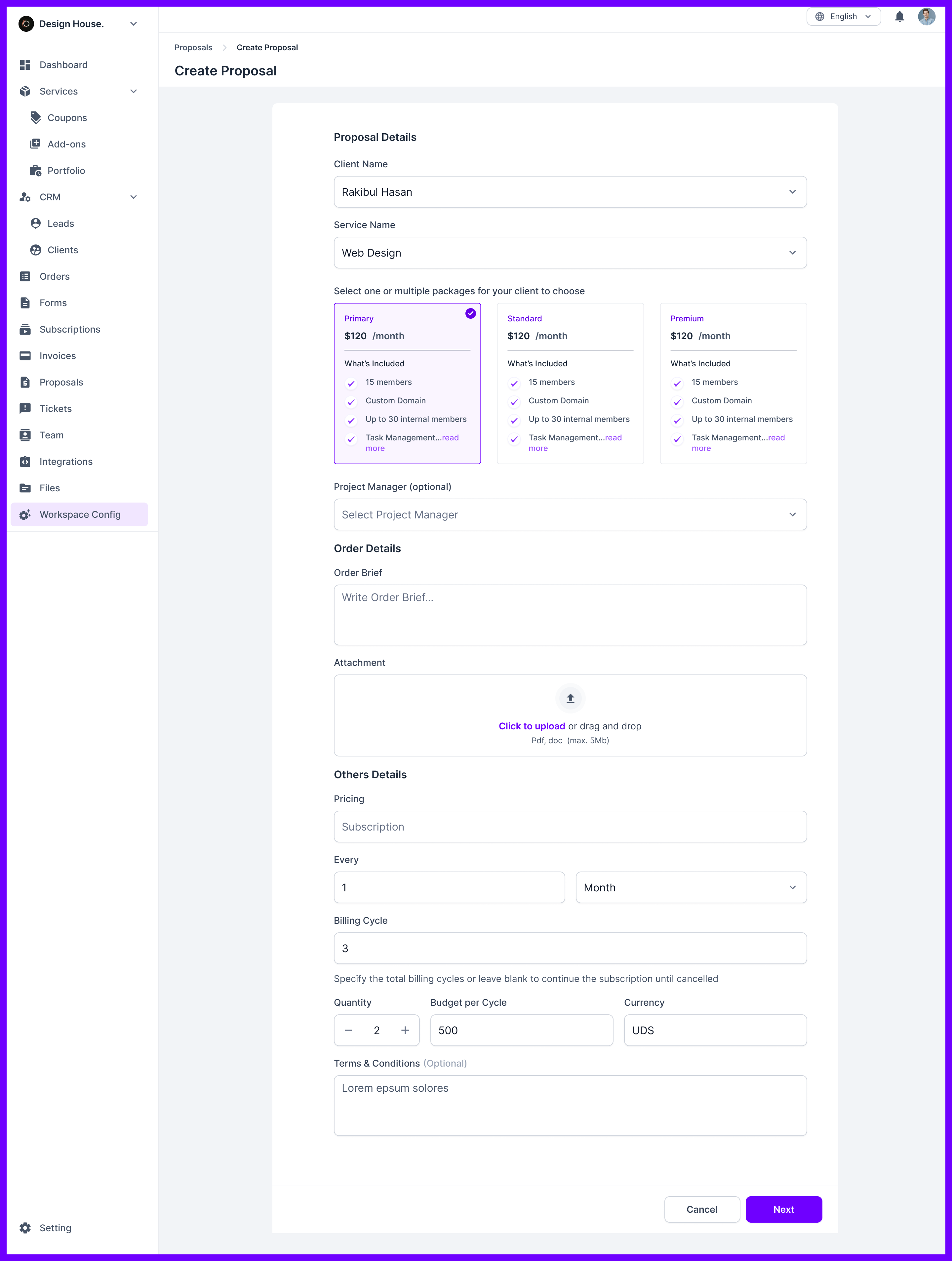 Agency Handy Proposal Form