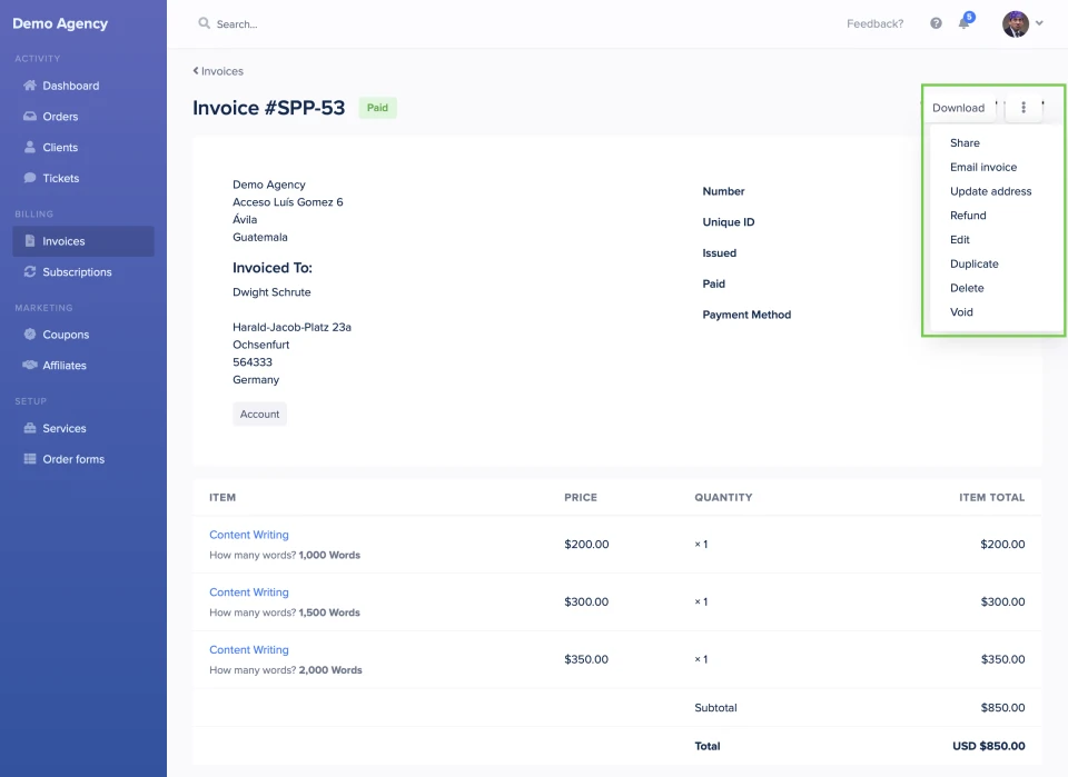SPP Invoice