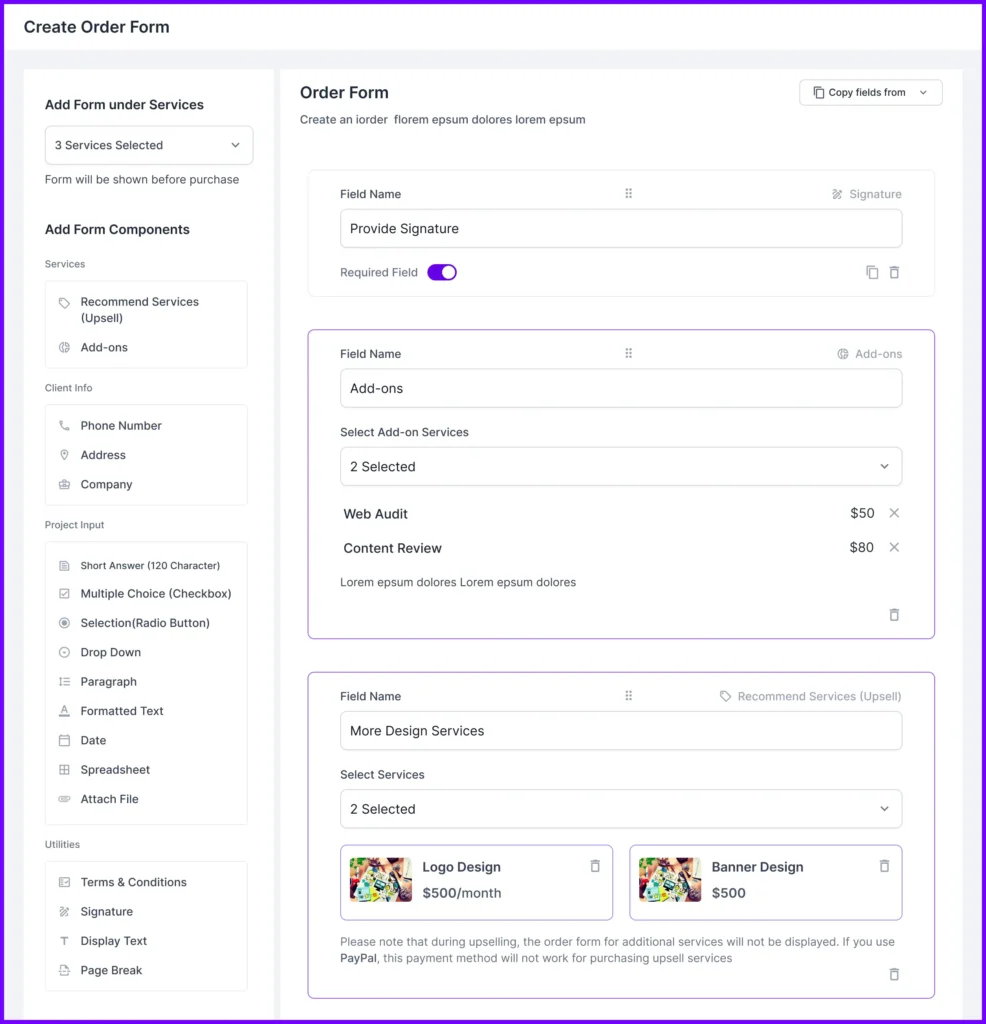 Agency Handy Order Form