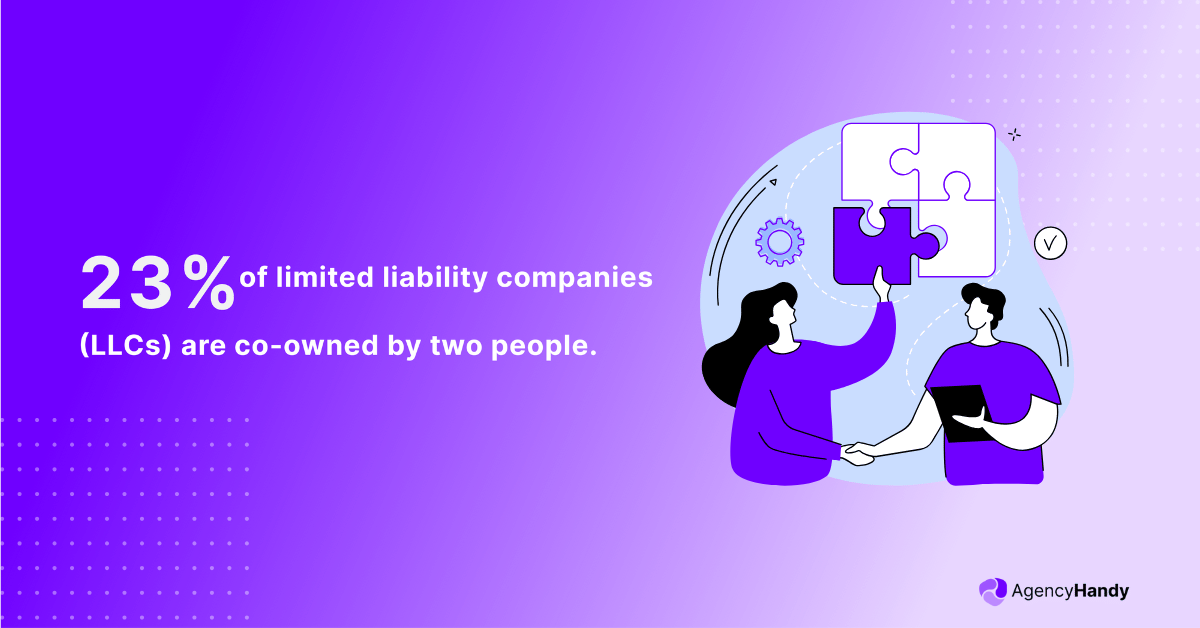 23% of limited liability companies (LLC) are co owned by two people