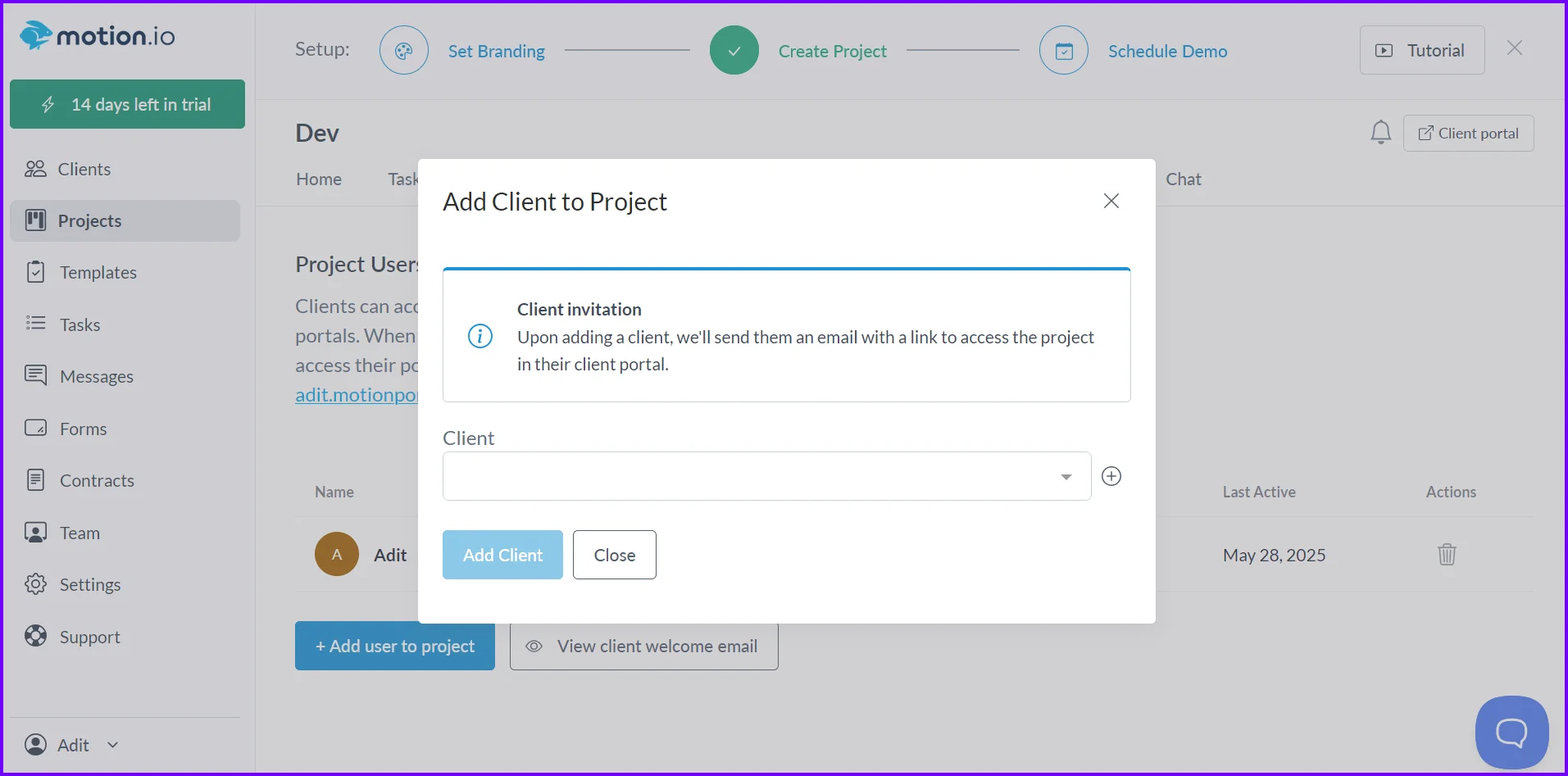 Invite your Client