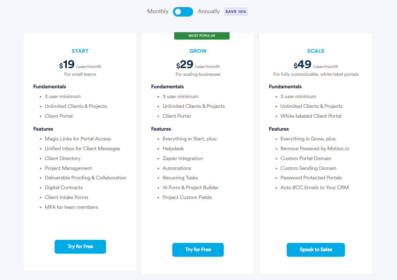 Motion io Pricing