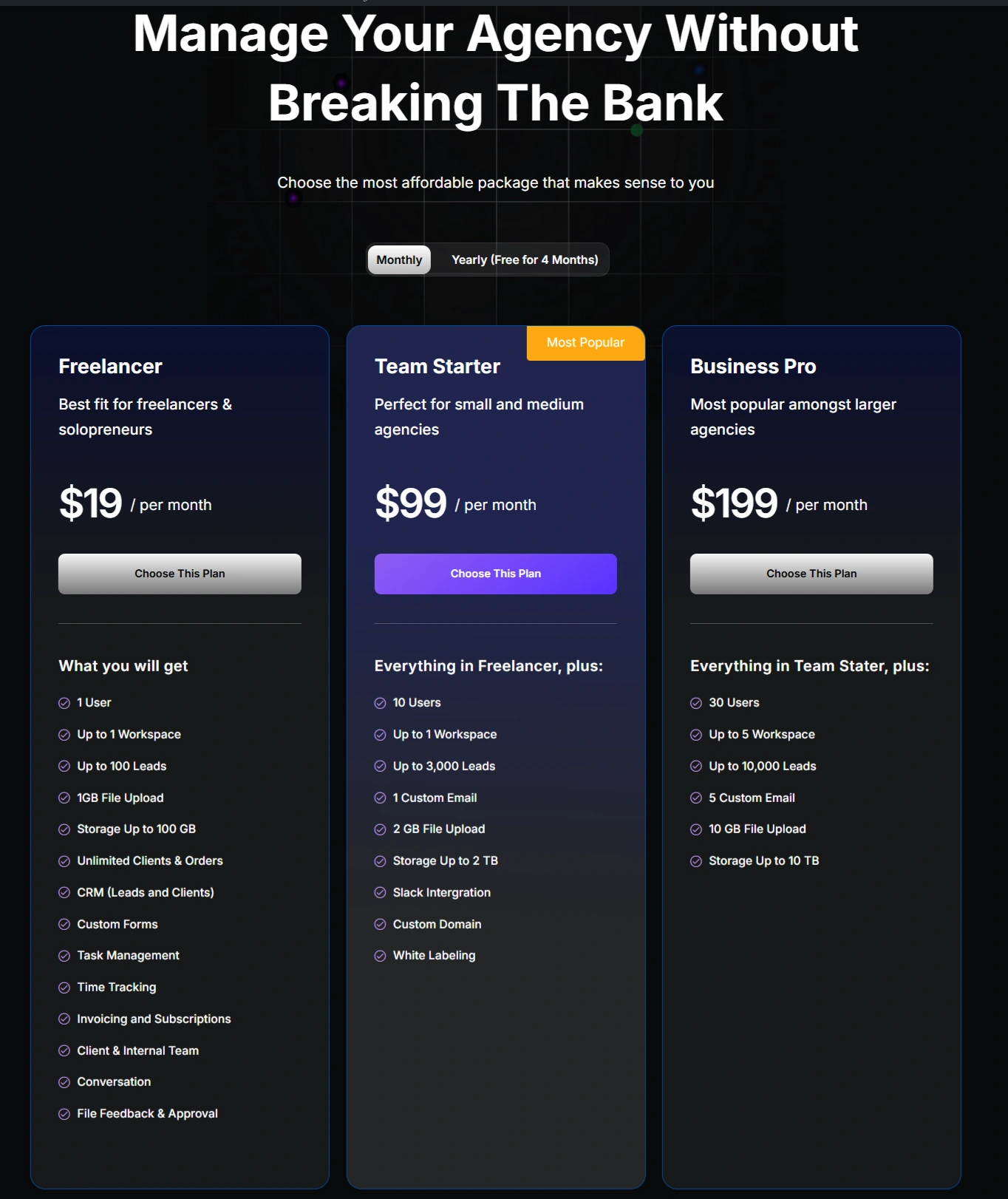 Agency Handy Pricing plans Agency Handy Pricing plans