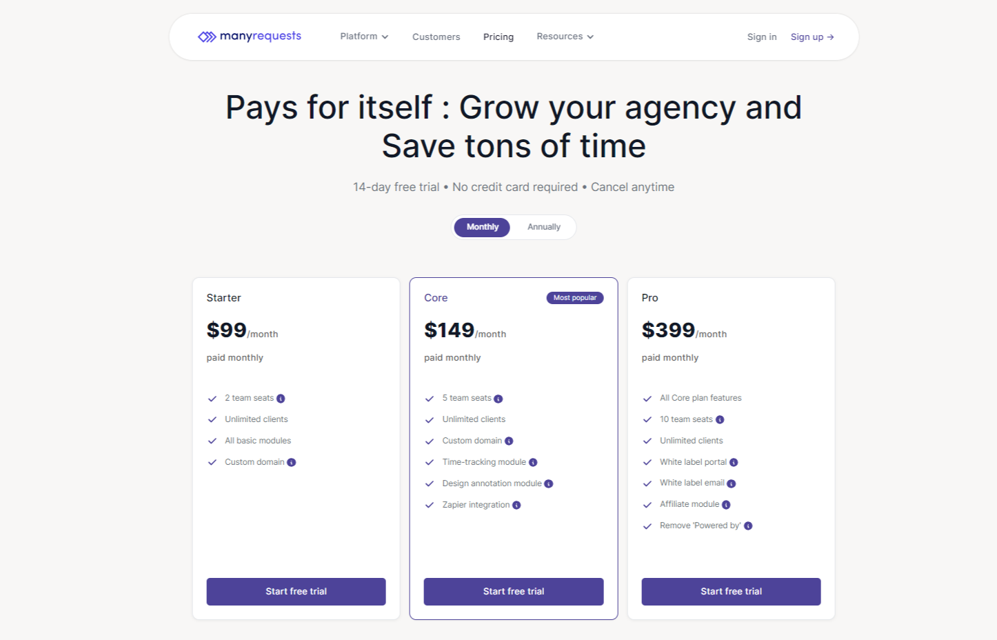 ManyRequests Pricing Monthly ManyRequests Pricing Monthly