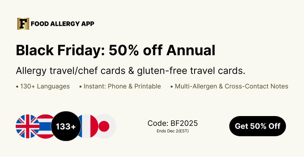 Food Allergy app Black Friday