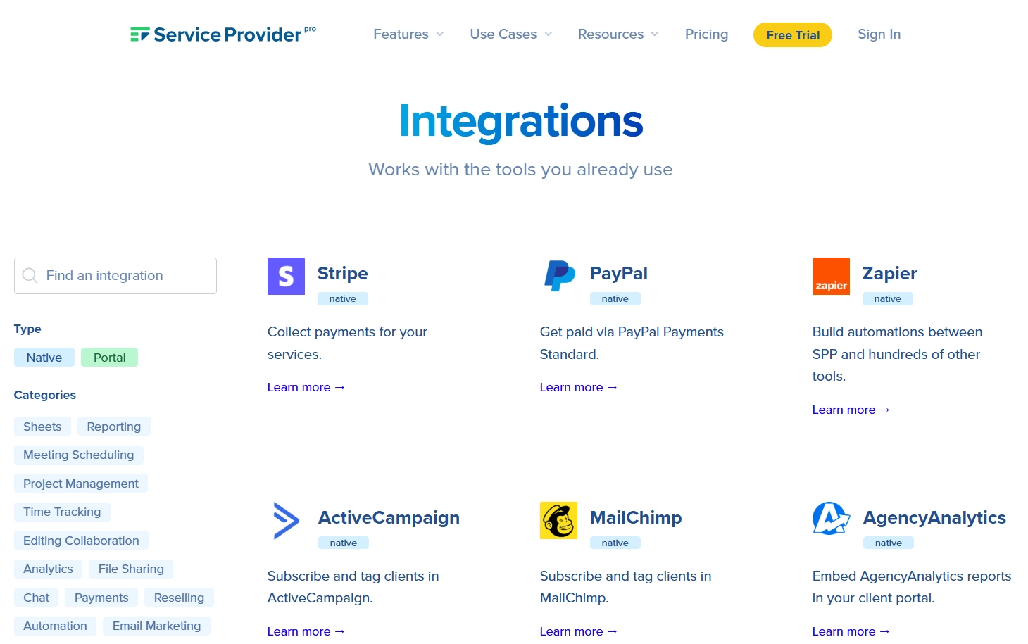 Service Provider Pro Integrations Service Provider Pro Integrations