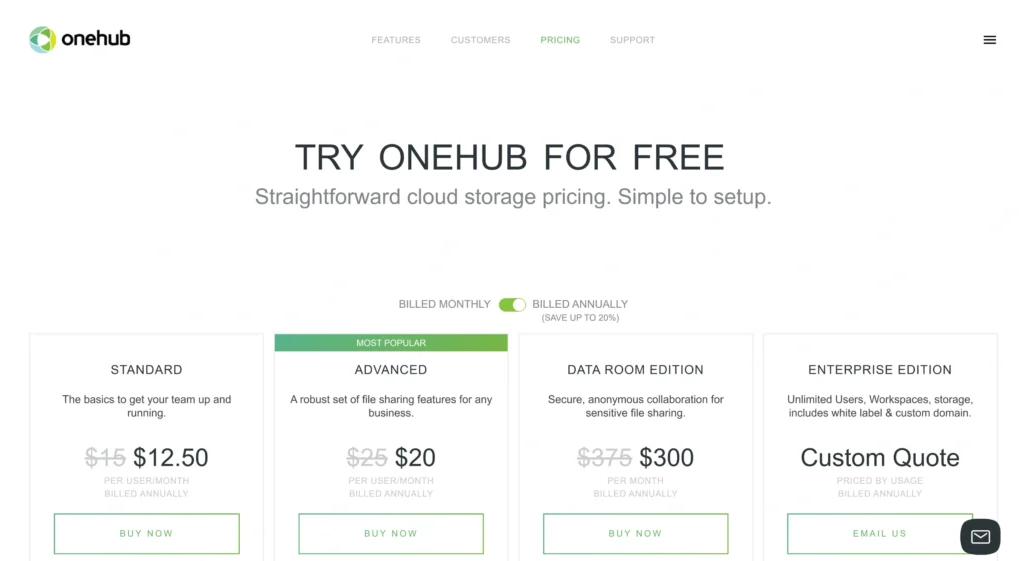 OneHub Pricing Page