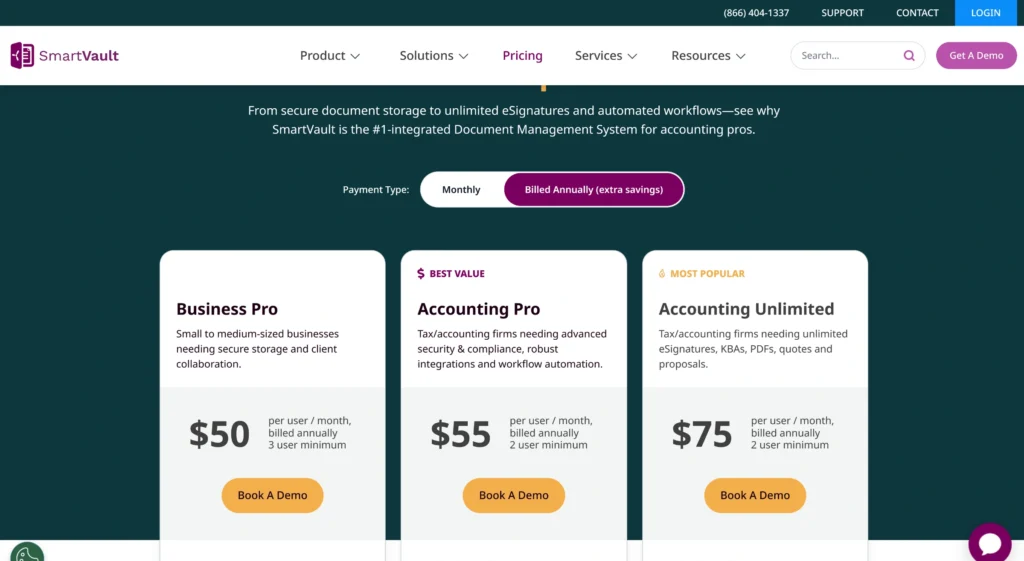 SmartVault Pricing Page